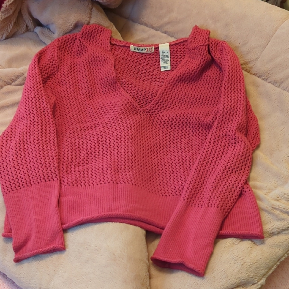 Rust colored with hood V-Neck Sweater